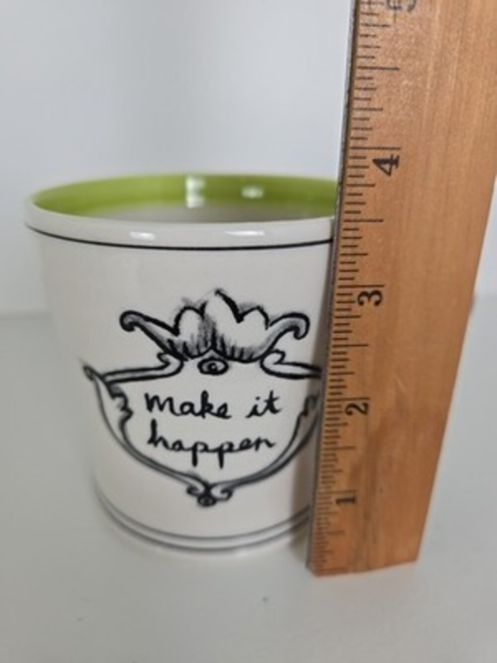 Anthropologie MOLLY HATCH "Make It Happen" Crown Green Stripe 12 Oz Coffee Mug - Picture 10 of 10
